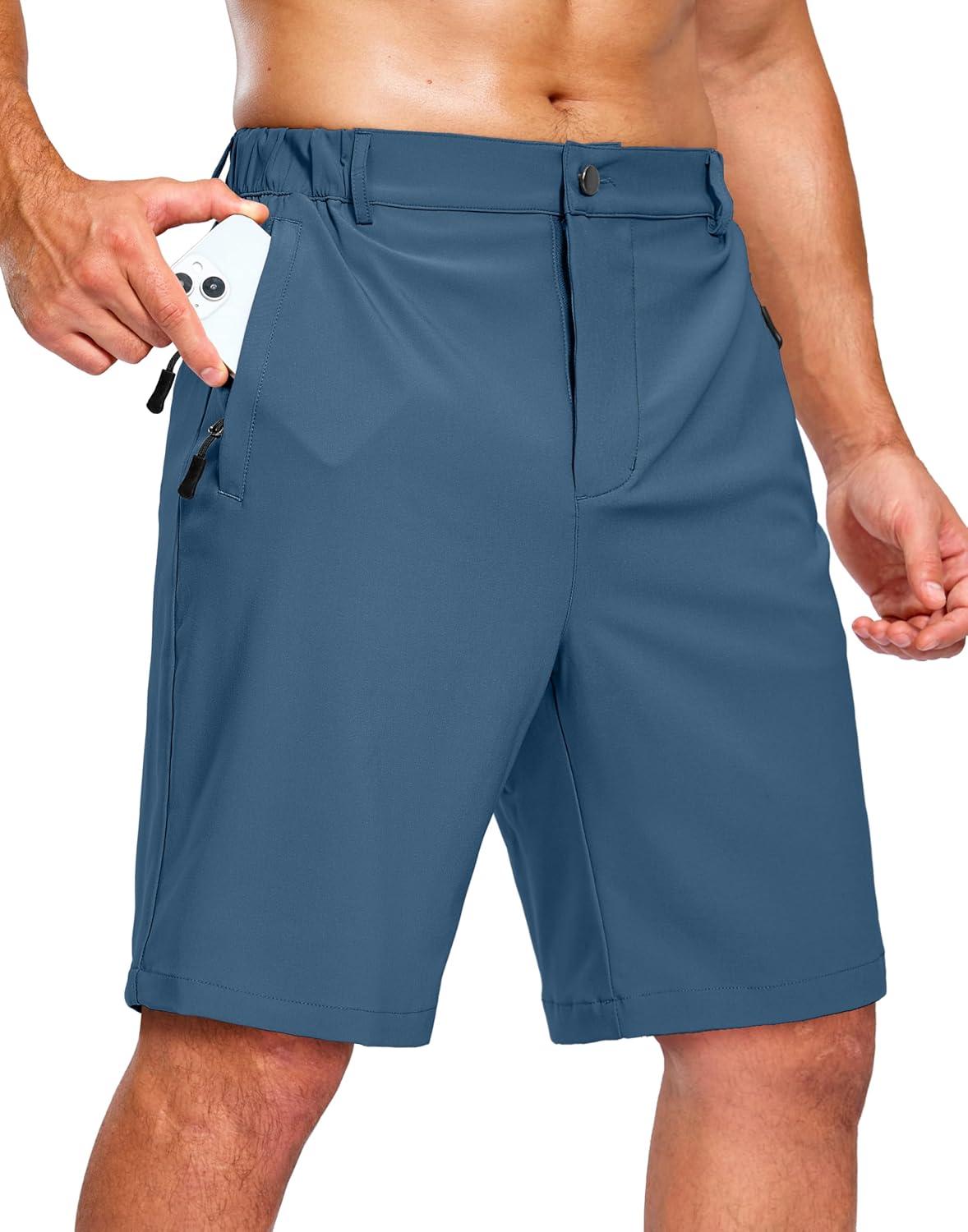 imageG Gradual Mens Shorts 7 5 9 Lightewight Casual Shorts for Men Hiking Golf Shorts with 3 Zipper PocketsTibetan Blue
