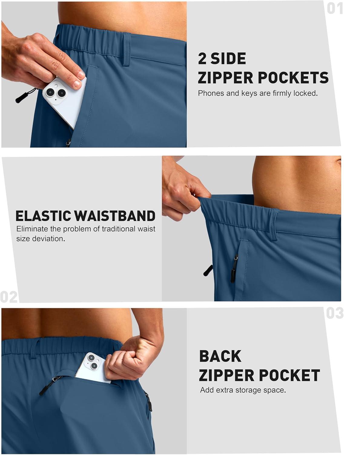 imageG Gradual Mens Shorts 7 5 9 Lightewight Casual Shorts for Men Hiking Golf Shorts with 3 Zipper PocketsTibetan Blue