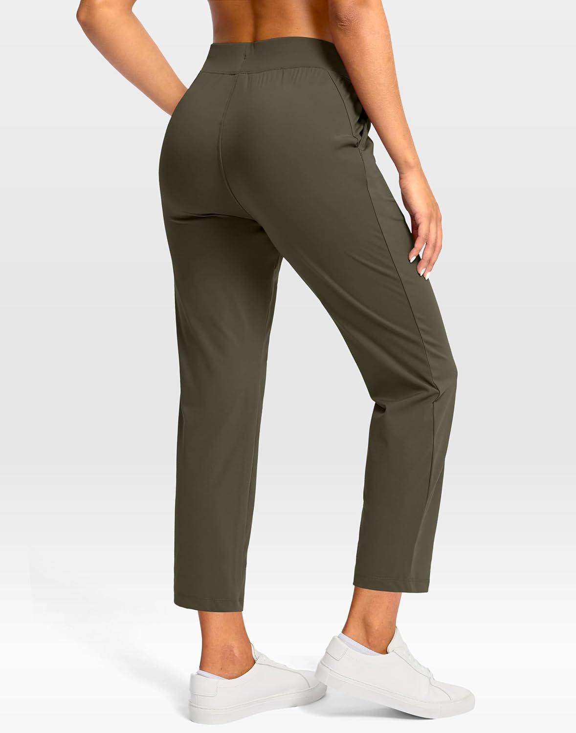 imageG Gradual Petite Pants for Women 2426 Ankle Pants 2 Pockets Stretchy 78 Sweatpants for Golf Travel Athletic CasualArmy Green
