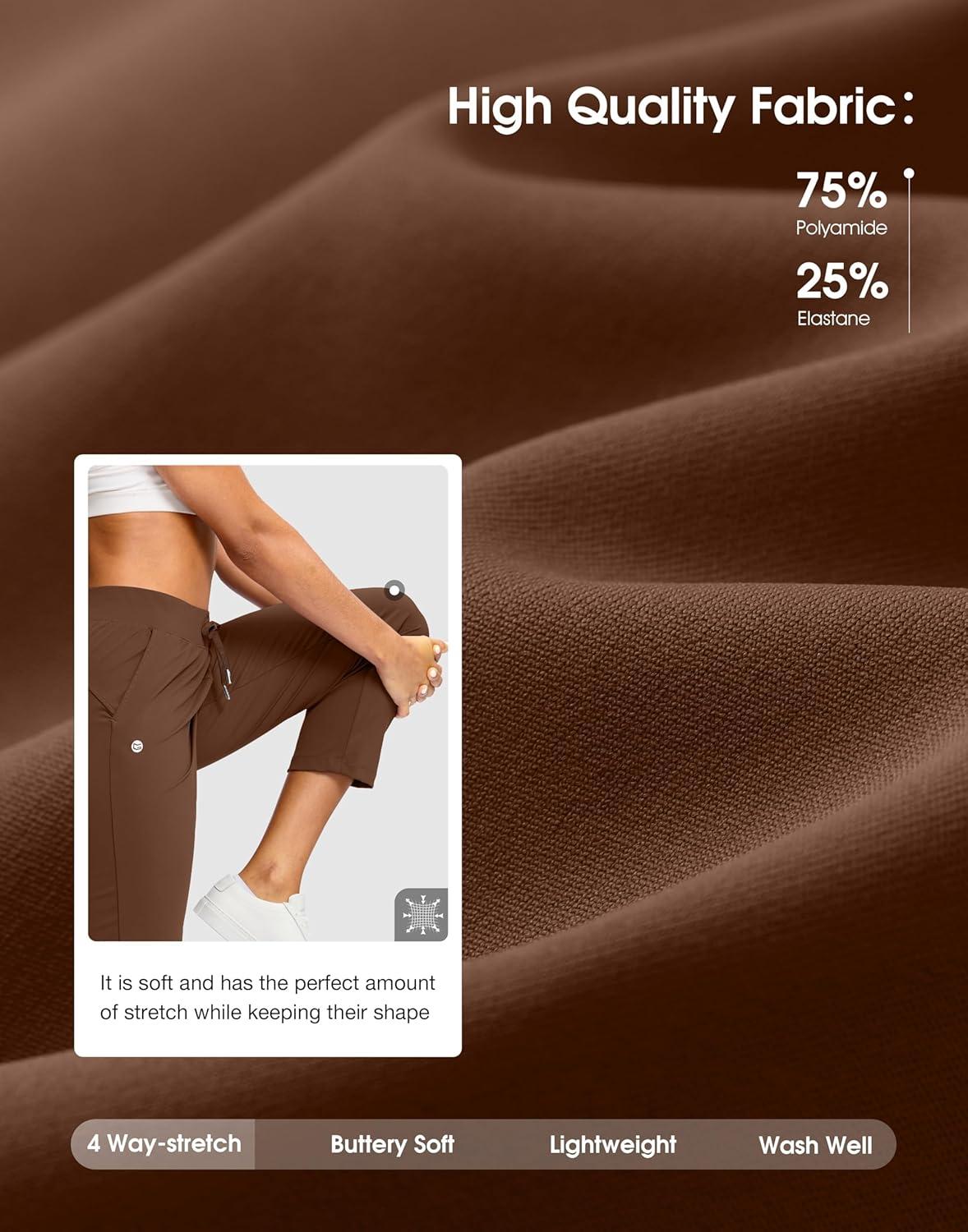 imageG Gradual Petite Pants for Women 2426 Ankle Pants 2 Pockets Stretchy 78 Sweatpants for Golf Travel Athletic CasualBrown