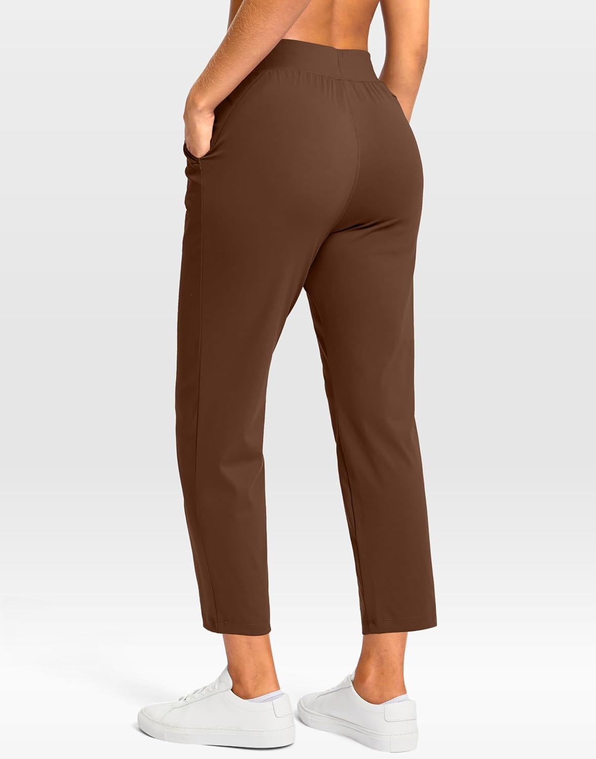 imageG Gradual Petite Pants for Women 2426 Ankle Pants 2 Pockets Stretchy 78 Sweatpants for Golf Travel Athletic CasualBrown