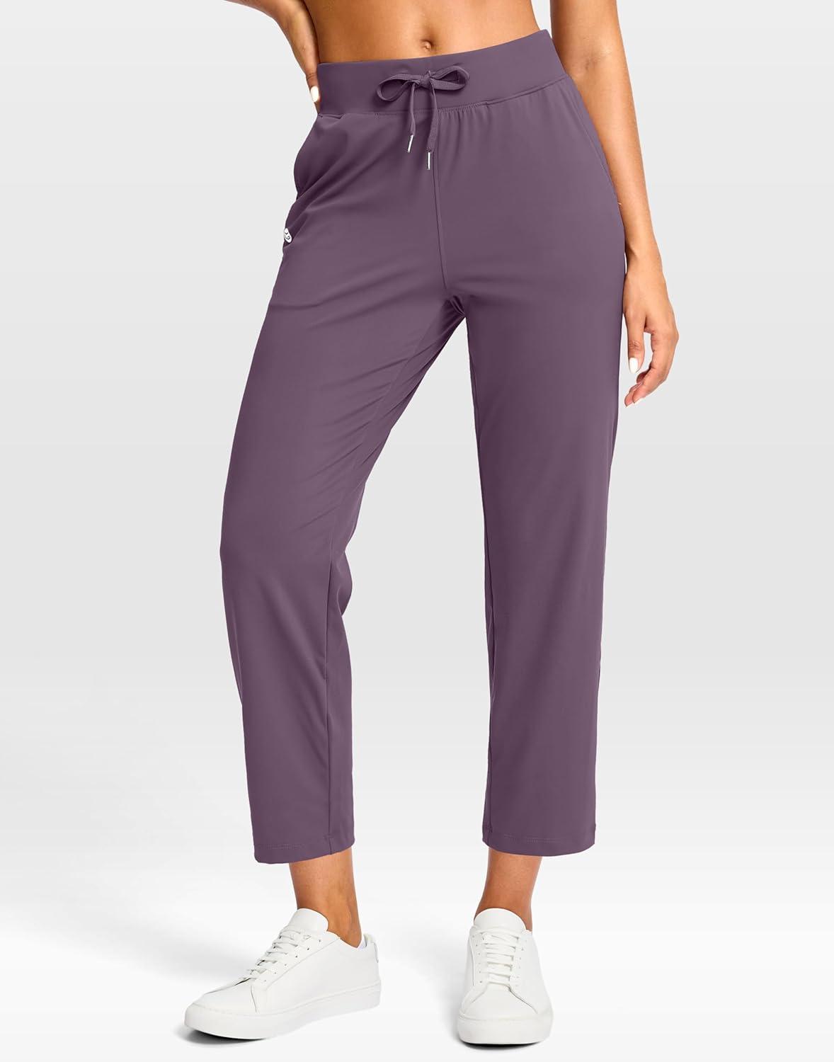 imageG Gradual Petite Pants for Women 2426 Ankle Pants 2 Pockets Stretchy 78 Sweatpants for Golf Travel Athletic CasualDark Purple