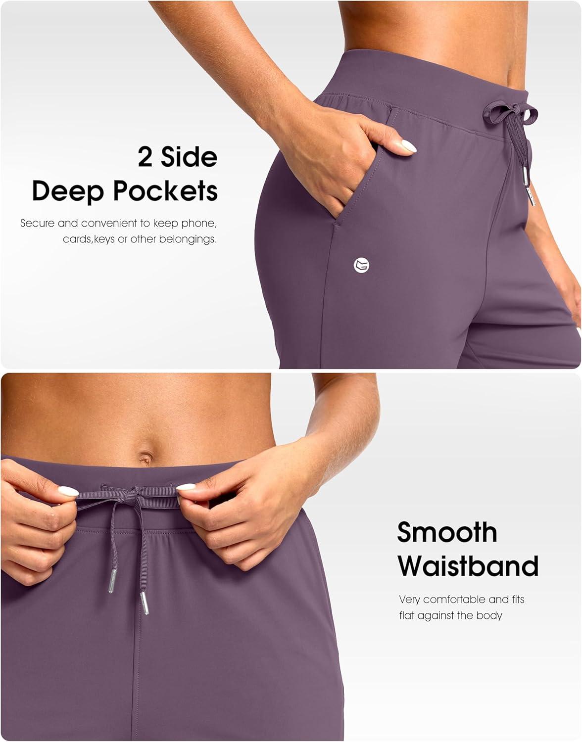 imageG Gradual Petite Pants for Women 2426 Ankle Pants 2 Pockets Stretchy 78 Sweatpants for Golf Travel Athletic CasualDark Purple