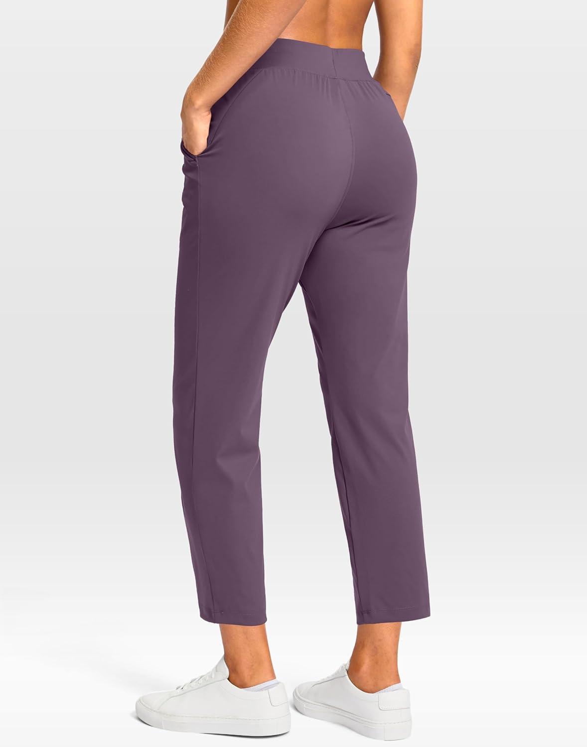 imageG Gradual Petite Pants for Women 2426 Ankle Pants 2 Pockets Stretchy 78 Sweatpants for Golf Travel Athletic CasualDark Purple