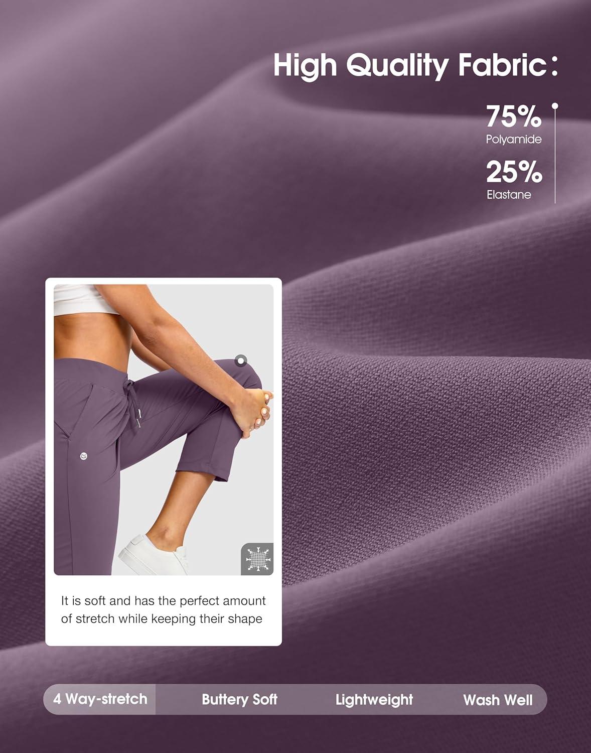 imageG Gradual Petite Pants for Women 2426 Ankle Pants 2 Pockets Stretchy 78 Sweatpants for Golf Travel Athletic CasualDark Purple