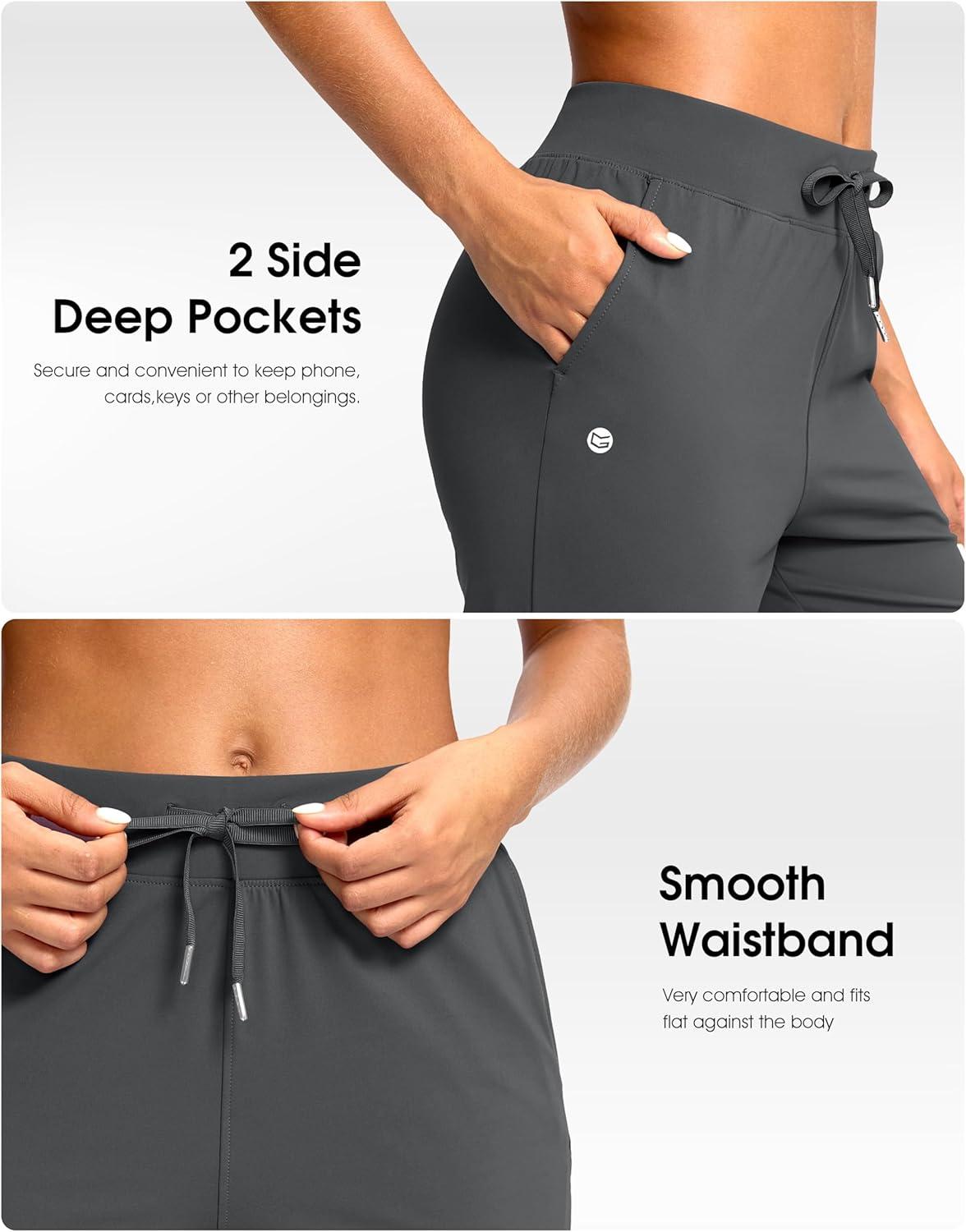 imageG Gradual Petite Pants for Women 2426 Ankle Pants 2 Pockets Stretchy 78 Sweatpants for Golf Travel Athletic CasualDeep Grey