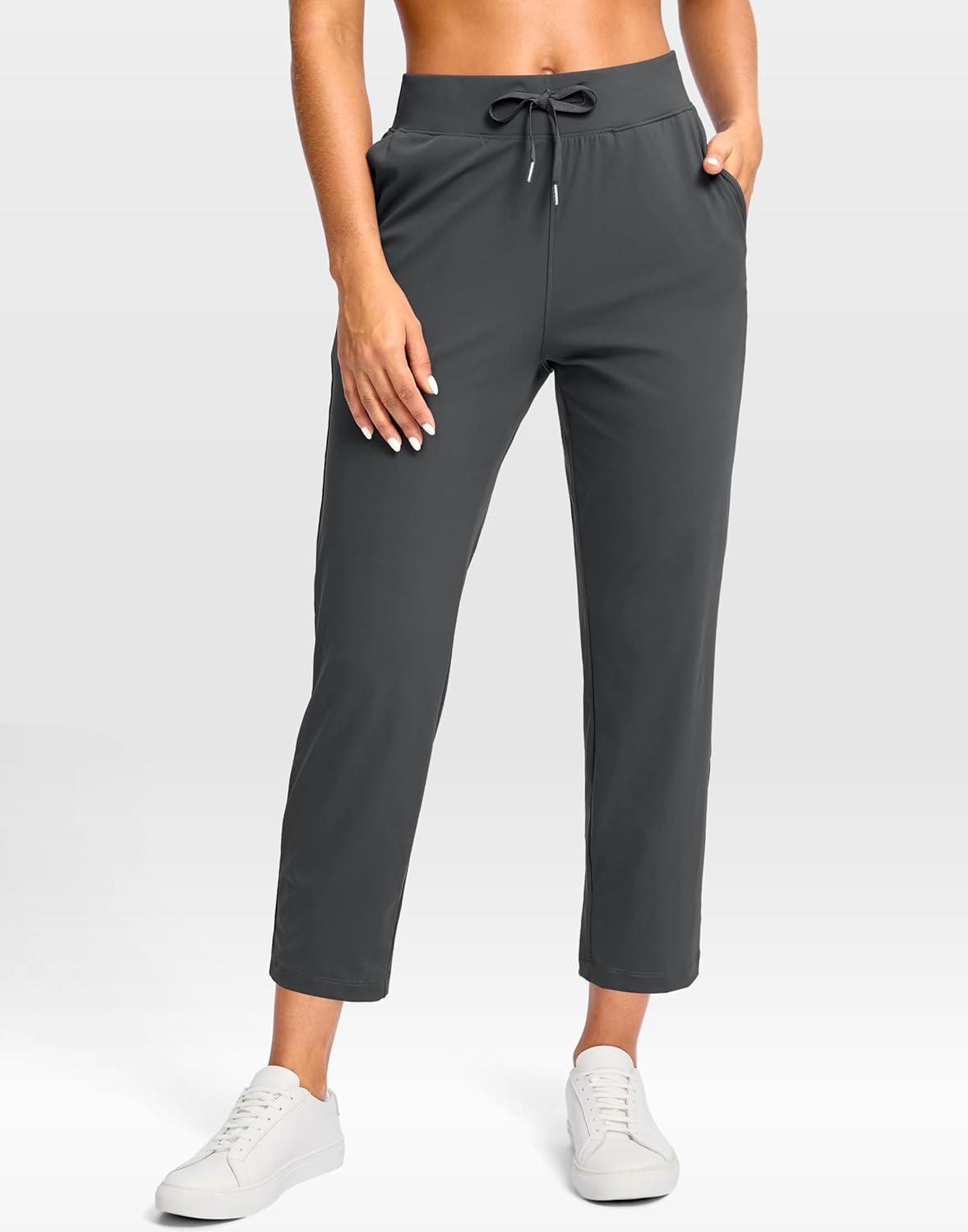 imageG Gradual Petite Pants for Women 2426 Ankle Pants 2 Pockets Stretchy 78 Sweatpants for Golf Travel Athletic CasualDeep Grey