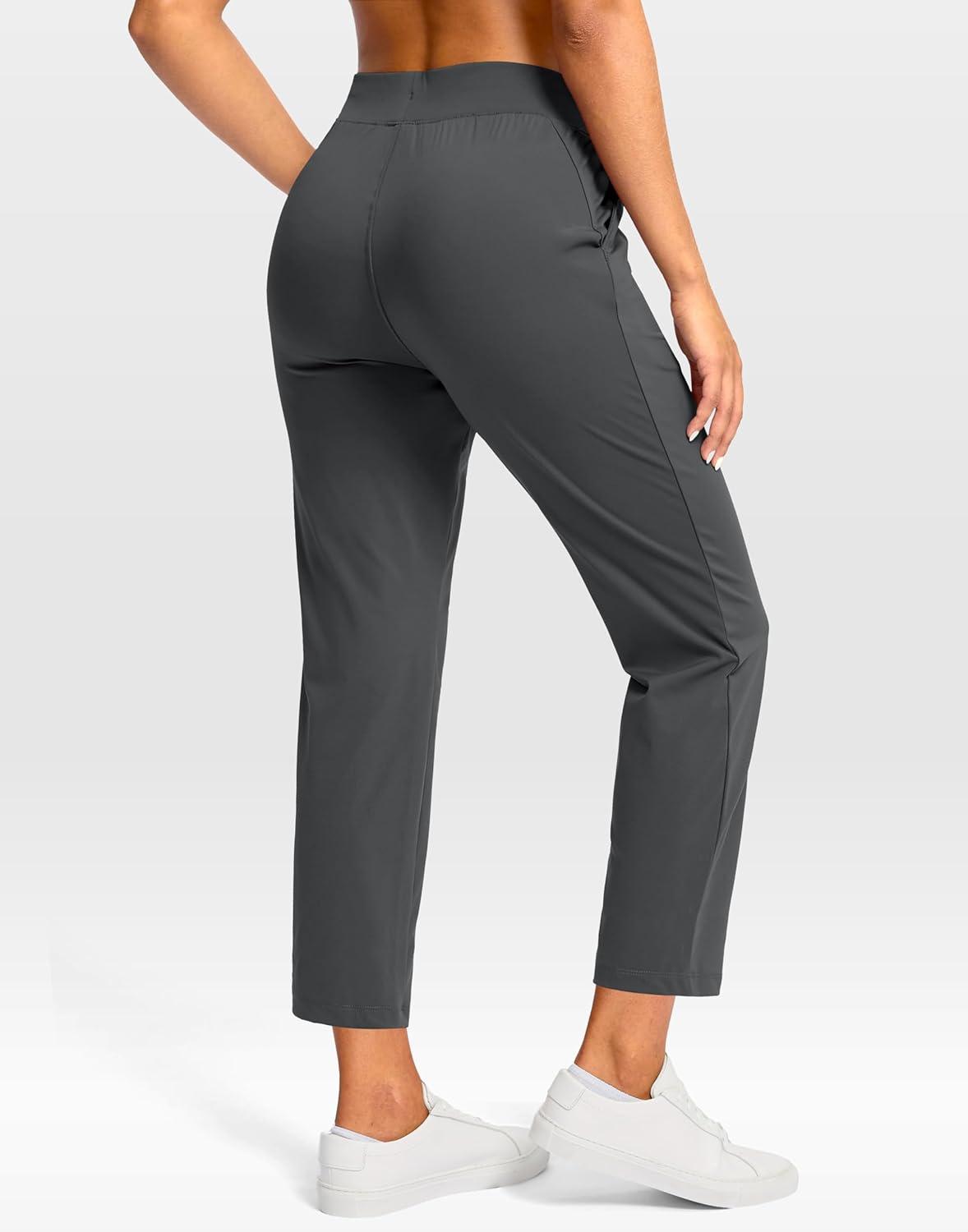 imageG Gradual Petite Pants for Women 2426 Ankle Pants 2 Pockets Stretchy 78 Sweatpants for Golf Travel Athletic CasualDeep Grey