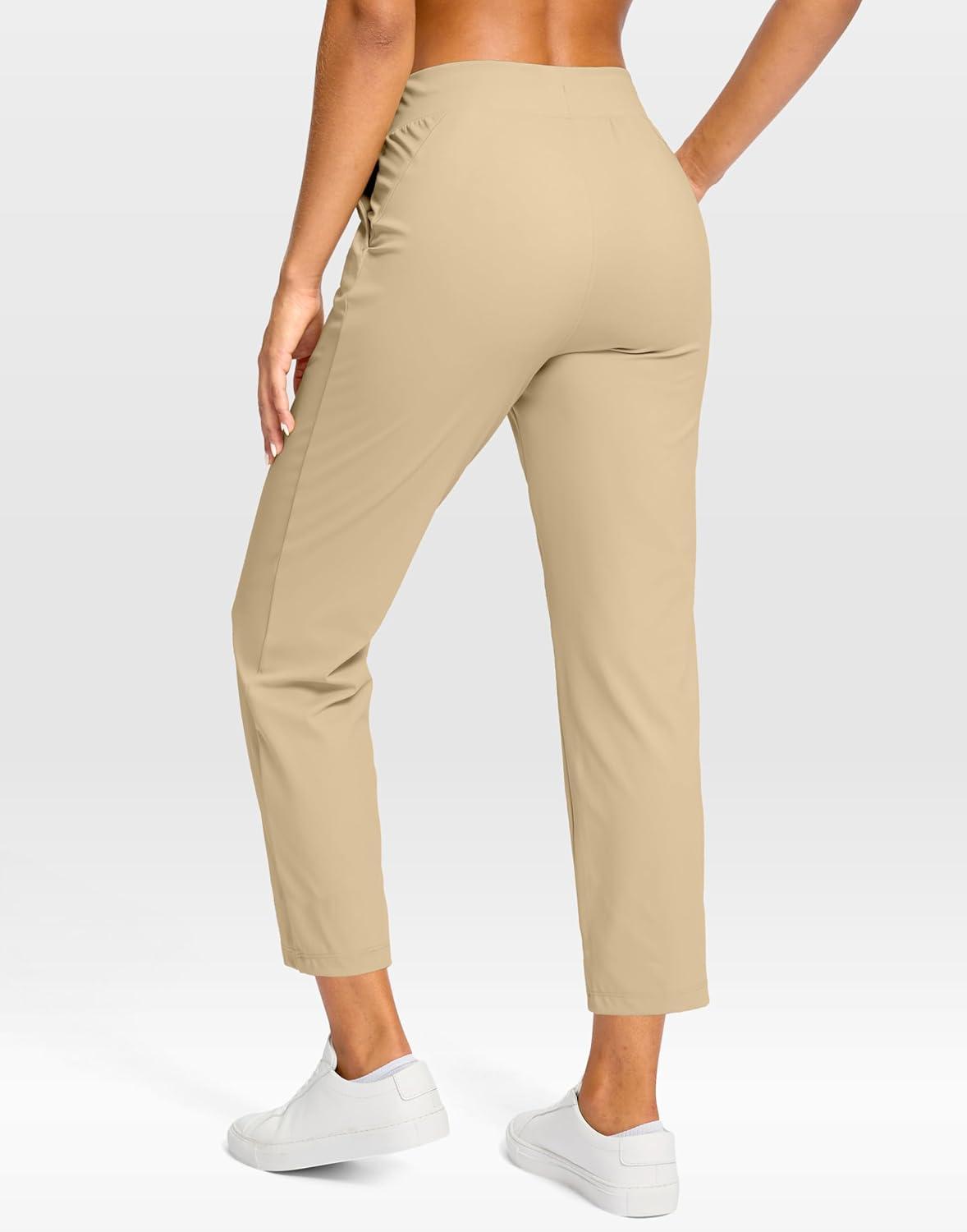 imageG Gradual Petite Pants for Women 2426 Ankle Pants 2 Pockets Stretchy 78 Sweatpants for Golf Travel Athletic CasualKhaki