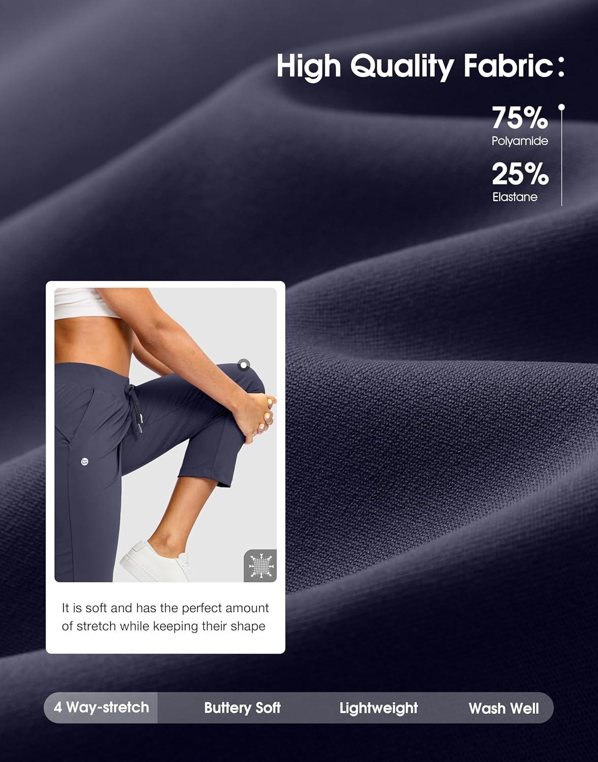 imageG Gradual Petite Pants for Women 2426 Ankle Pants 2 Pockets Stretchy 78 Sweatpants for Golf Travel Athletic CasualNavy