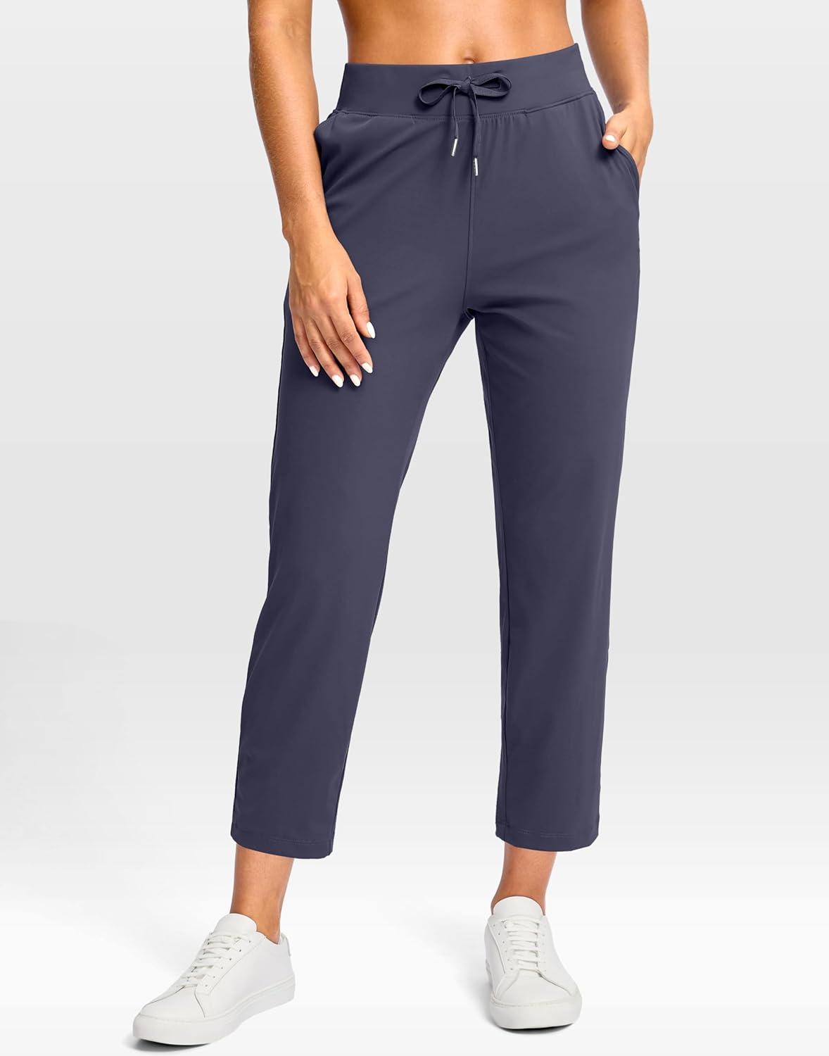 imageG Gradual Petite Pants for Women 2426 Ankle Pants 2 Pockets Stretchy 78 Sweatpants for Golf Travel Athletic CasualNavy