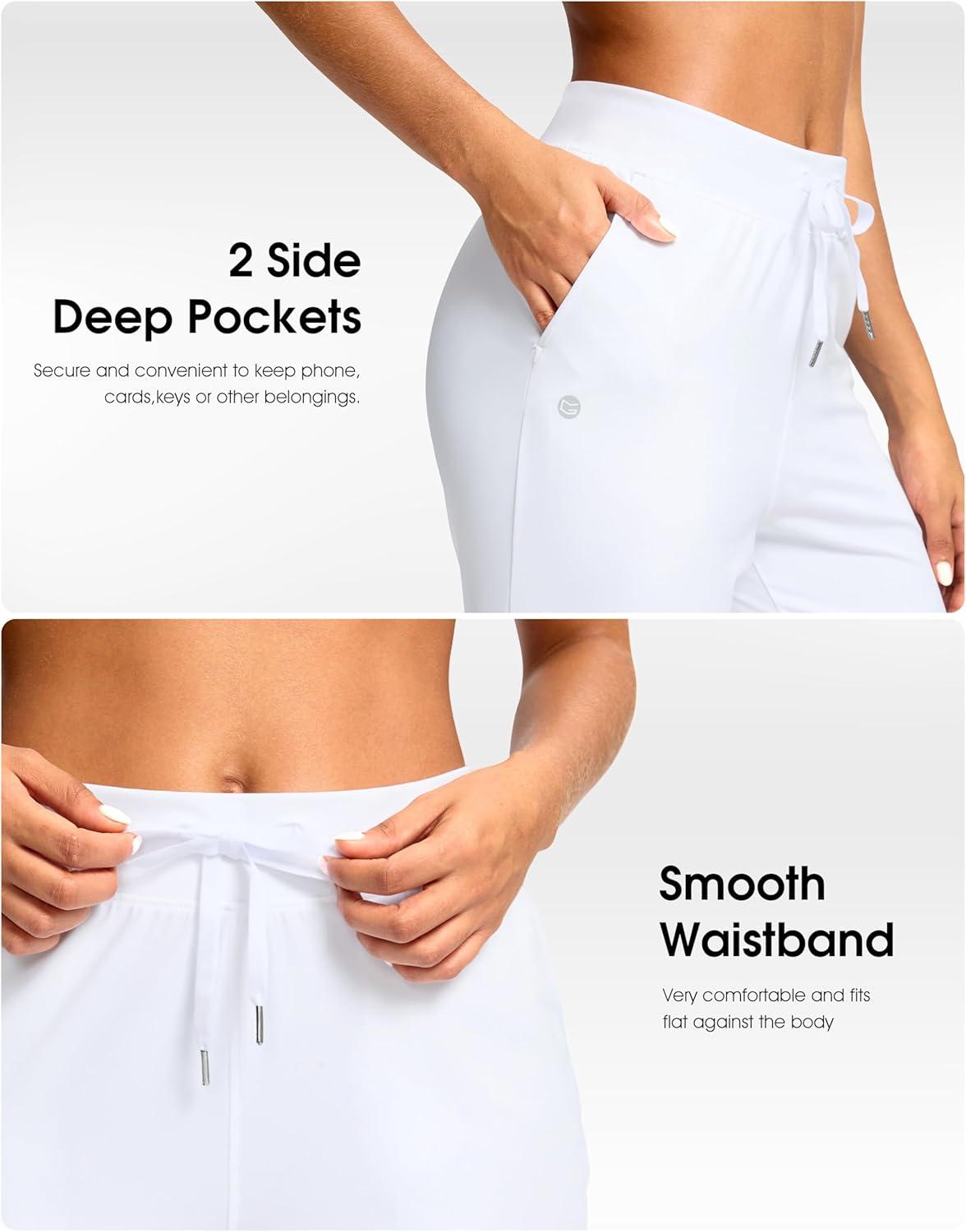 imageG Gradual Petite Pants for Women 2426 Ankle Pants 2 Pockets Stretchy 78 Sweatpants for Golf Travel Athletic CasualWhite