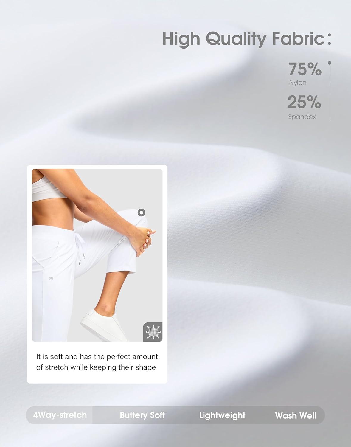 imageG Gradual Petite Pants for Women 2426 Ankle Pants 2 Pockets Stretchy 78 Sweatpants for Golf Travel Athletic CasualWhite