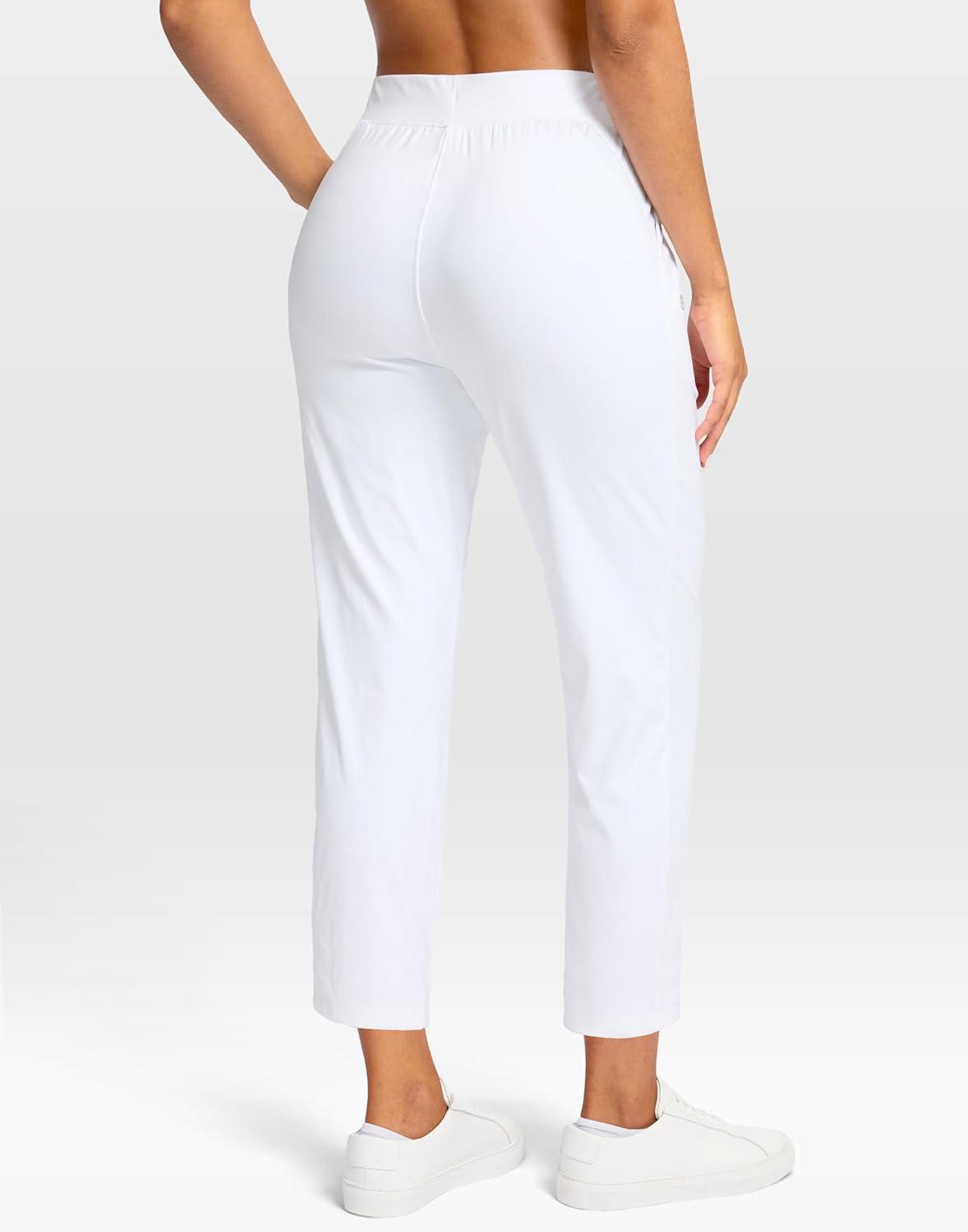 imageG Gradual Petite Pants for Women 2426 Ankle Pants 2 Pockets Stretchy 78 Sweatpants for Golf Travel Athletic CasualWhite