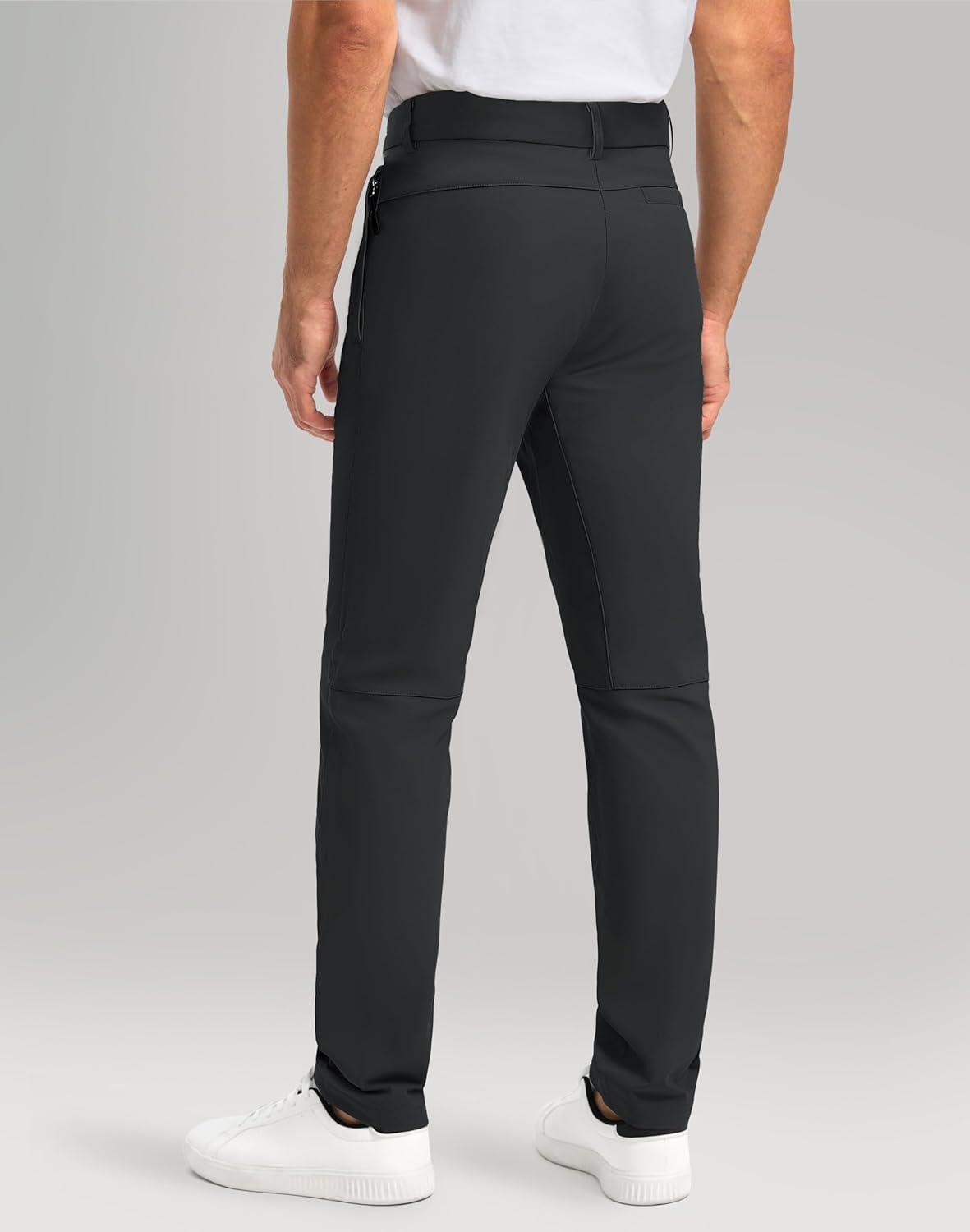 imageMens Golf Pants 303234 Slim Fit Stretch Lightweight Dress Pants for Men with Zipper Pockets Casual WorkBlackW34 L32