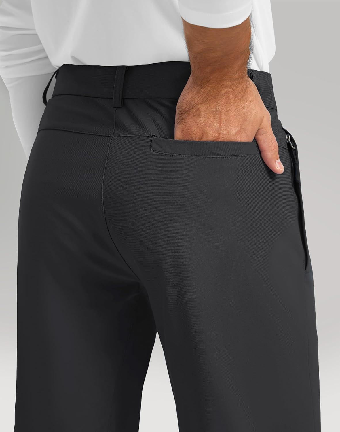 imageMens Golf Pants 303234 Slim Fit Stretch Lightweight Dress Pants for Men with Zipper Pockets Casual WorkBlackW34 L32
