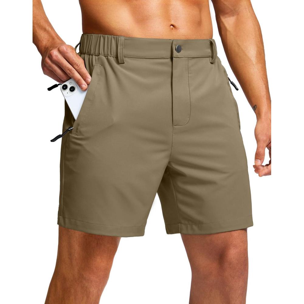 imageG Gradual Mens Shorts 7 5 9 Lightewight Casual Shorts for Men Hiking Golf Shorts with 3 Zipper PocketsMedium Khaki