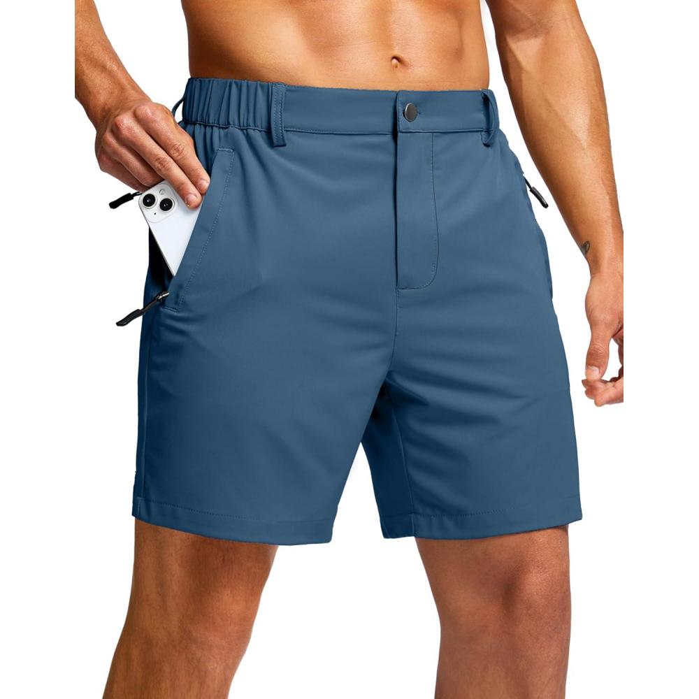 imageG Gradual Mens Shorts 7 5 9 Lightewight Casual Shorts for Men Hiking Golf Shorts with 3 Zipper PocketsTibetan Blue