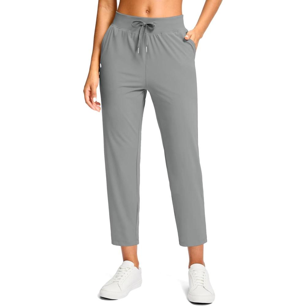 imageG Gradual Petite Pants for Women 2426 Ankle Pants 2 Pockets Stretchy 78 Sweatpants for Golf Travel Athletic CasualBright Grey