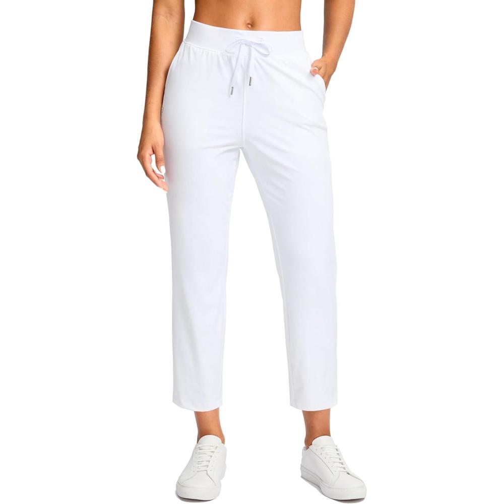 imageG Gradual Petite Pants for Women 2426 Ankle Pants 2 Pockets Stretchy 78 Sweatpants for Golf Travel Athletic CasualWhite
