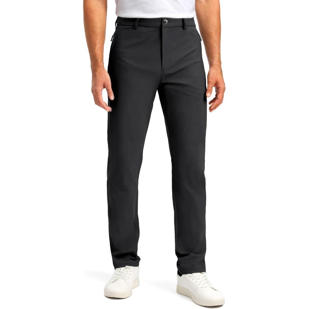 imageMens Golf Pants  303234 Slim Fit Stretch Lightweight Dress Pants for Men with Zipper Pockets Casual WorkBlackW34 L32