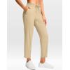 G Gradual Petite Pants for Women 24″/26″ Ankle Pants 2 Pockets Stretchy 7/8 Sweatpants for Golf Travel Athletic Casual(Khaki)
