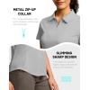 G Gradual Womens Golf Shirt Metal Zip Up Polo Short Sleeve Tennis Work Athletic Collared Top Quick Dry Lightweight(Light Grey)