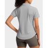G Gradual Womens Golf Shirt Metal Zip Up Polo Short Sleeve Tennis Work Athletic Collared Top Quick Dry Lightweight(Light Grey)