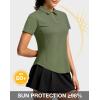 G Gradual Womens Golf Shirt Metal Zip Up Polo Short Sleeve Tennis Work Athletic Collared Top Quick Dry Lightweight(Olive)