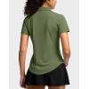 G Gradual Womens Golf Shirt Metal Zip Up Polo Short Sleeve Tennis Work Athletic Collared Top Quick Dry Lightweight(Olive)