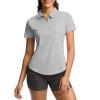 G Gradual Womens Golf Shirt Metal Zip Up Polo Short Sleeve Tennis Work Athletic Collared Top Quick Dry Lightweight(Light Grey)