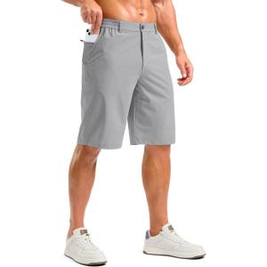 G Gradual Men’s Casual Shorts 11″ Lightweight Golf Shorts for Men with 3 Pockets Summer Quick Dry Breathable Shorts(Heather Bright Grey)