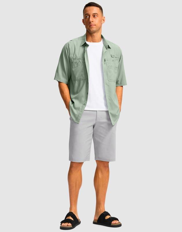 imageMens Golf Shorts with 5 Pockets 11 Inseam Stretch Quick Dry Casual Work Dress Shorts for MenBright Grey