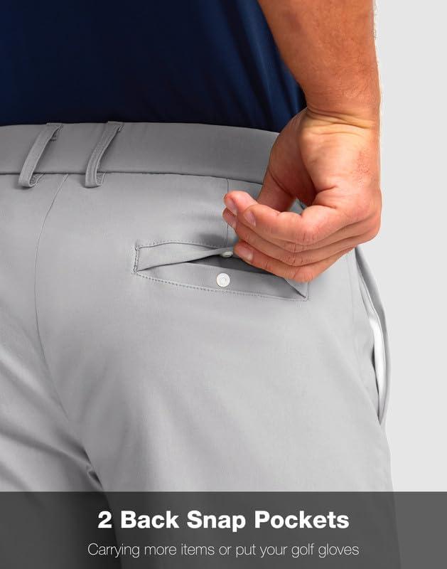 imageMens Golf Shorts with 5 Pockets 11 Inseam Stretch Quick Dry Casual Work Dress Shorts for MenBright Grey