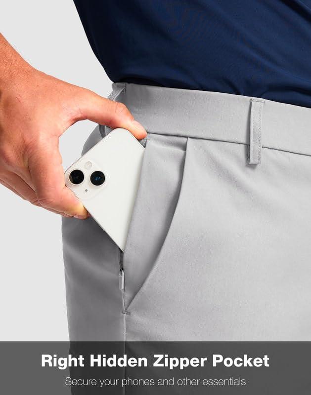 imageMens Golf Shorts with 5 Pockets 11 Inseam Stretch Quick Dry Casual Work Dress Shorts for MenBright Grey