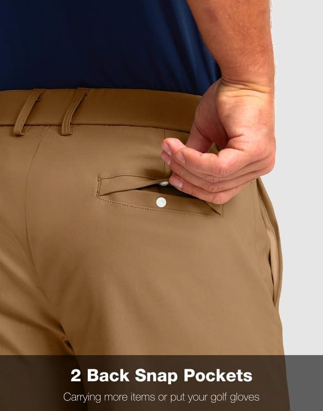imageMens Golf Shorts with 5 Pockets 11 Inseam Stretch Quick Dry Casual Work Dress Shorts for MenDark Khaki