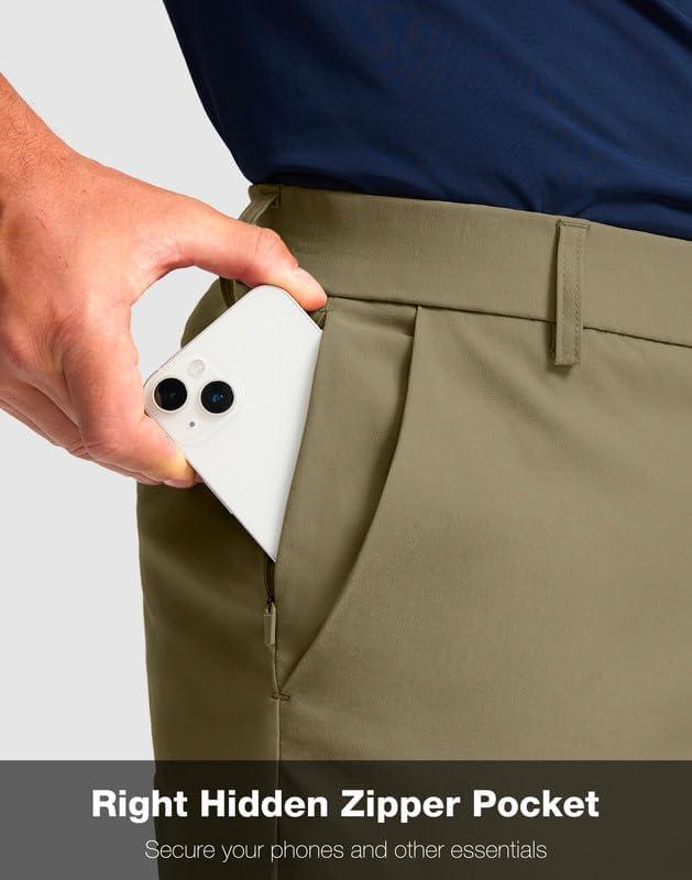 imageMens Golf Shorts with 5 Pockets 11 Inseam Stretch Quick Dry Casual Work Dress Shorts for MenDusty Khaki