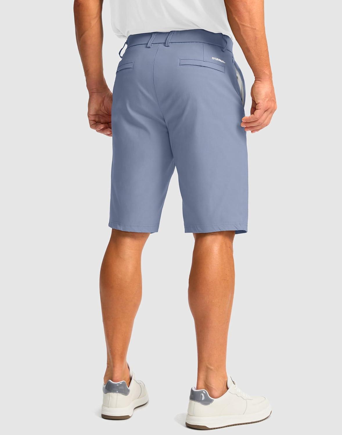 imageMens Golf Shorts with 5 Pockets 11 Inseam Stretch Quick Dry Casual Work Dress Shorts for MenIce Blue