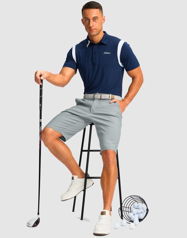 imageMens Golf Shorts with 5 Pockets 11 Inseam Stretch Quick Dry Casual Work Dress Shorts for MenLight Grey