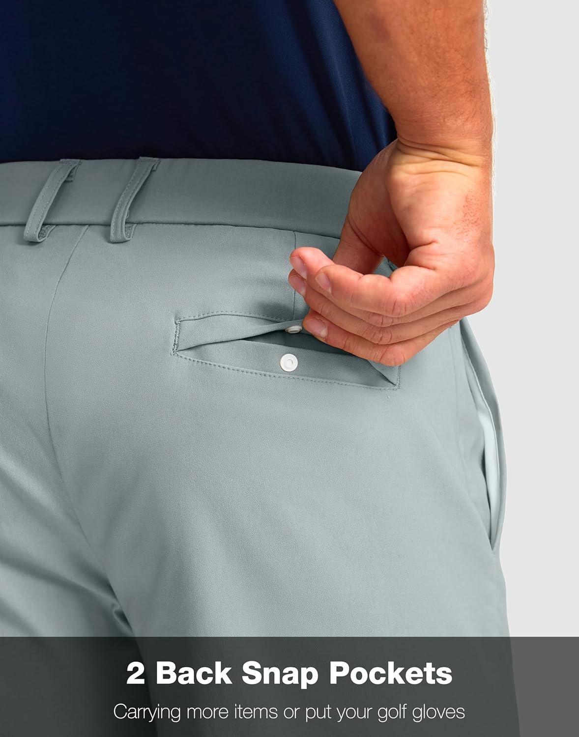 imageMens Golf Shorts with 5 Pockets 11 Inseam Stretch Quick Dry Casual Work Dress Shorts for MenLight Grey