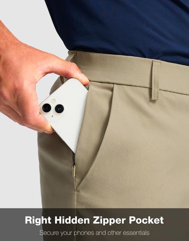 imageMens Golf Shorts with 5 Pockets 11 Inseam Stretch Quick Dry Casual Work Dress Shorts for MenMountain Olive