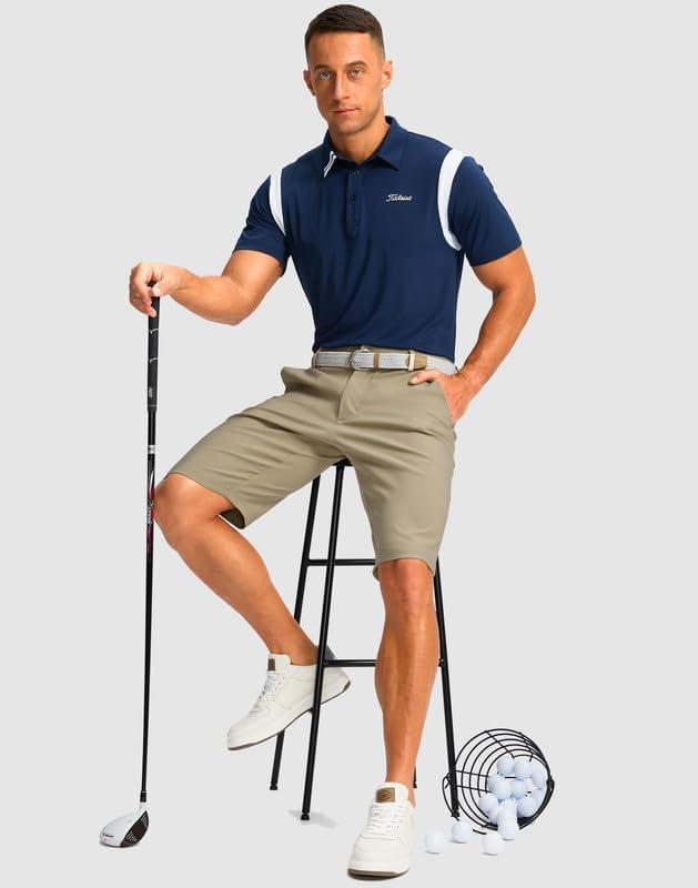 imageMens Golf Shorts with 5 Pockets 11 Inseam Stretch Quick Dry Casual Work Dress Shorts for MenMountain Olive