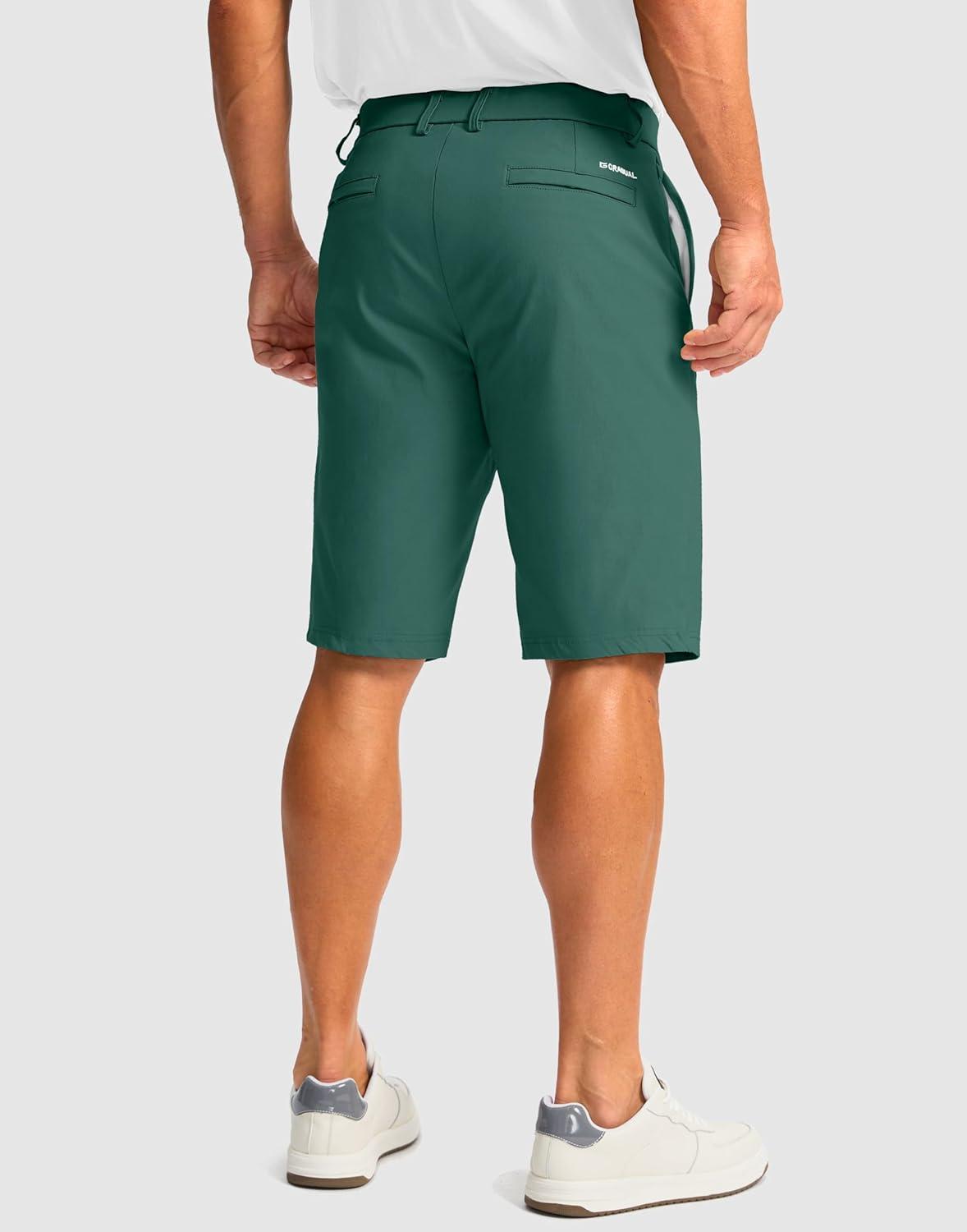 imageMens Golf Shorts with 5 Pockets 11 Inseam Stretch Quick Dry Casual Work Dress Shorts for MenSpruce Green