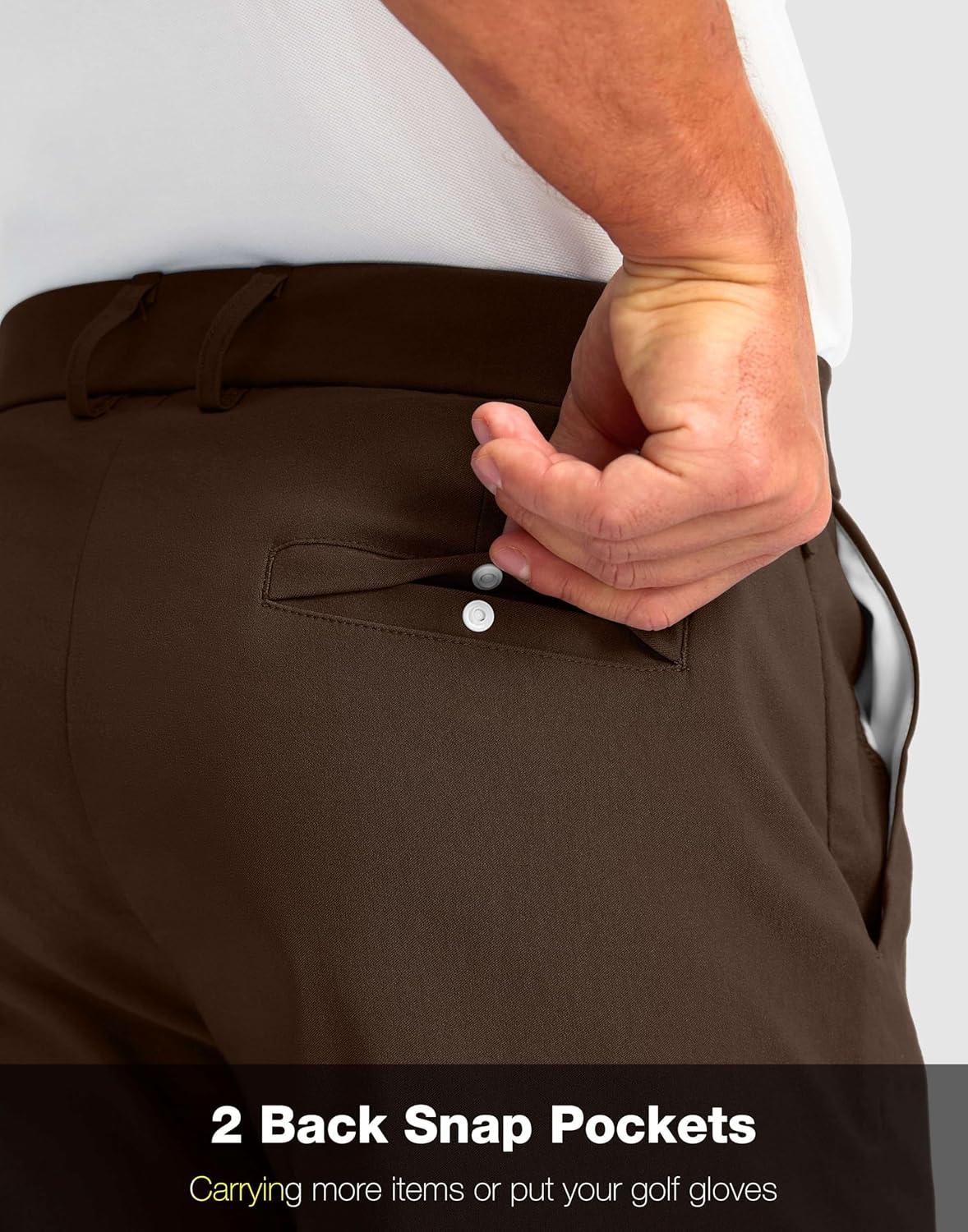 imageMens Golf Shorts with 5 Pockets 11 Inseam Stretch Quick Dry Casual Work Dress Shorts for MenTdark Brown