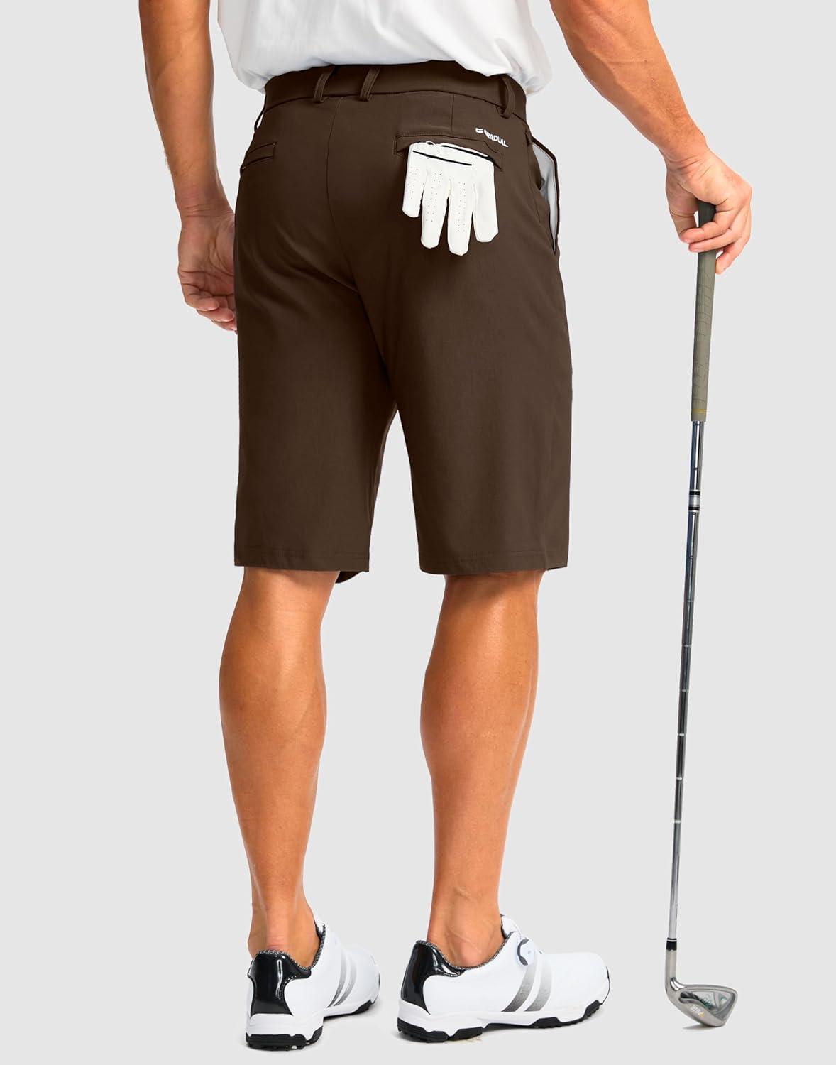 imageMens Golf Shorts with 5 Pockets 11 Inseam Stretch Quick Dry Casual Work Dress Shorts for MenTdark Brown