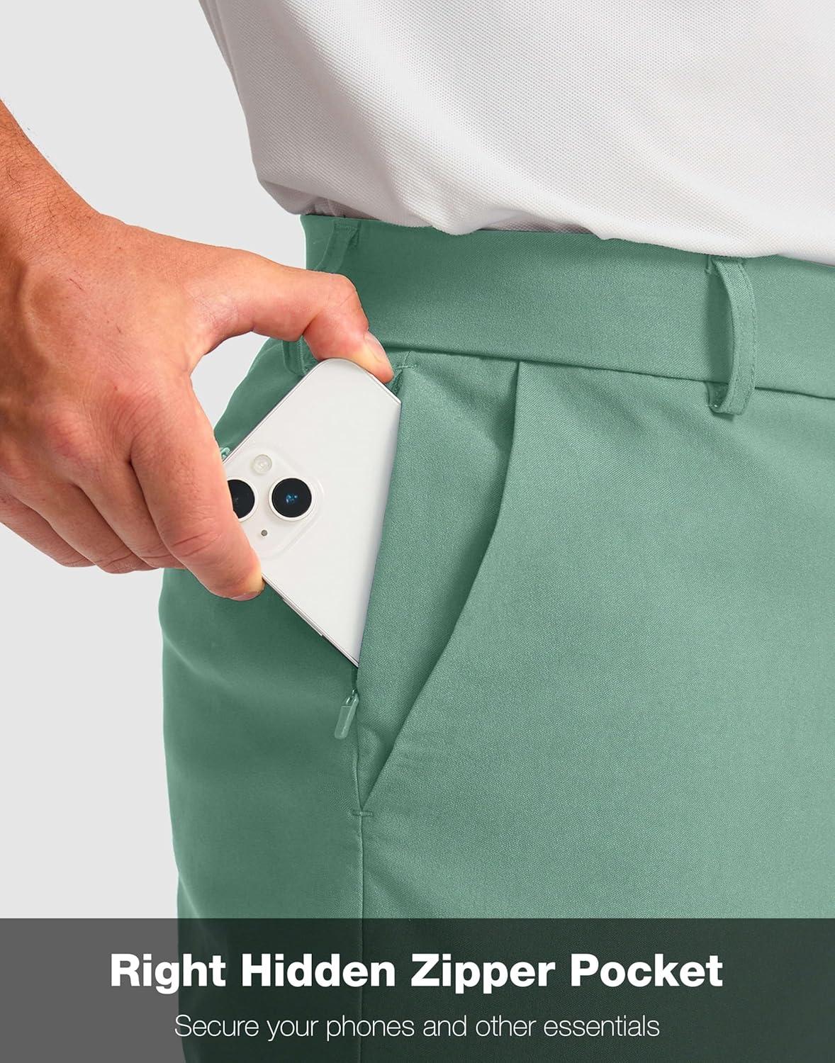 imageMens Golf Shorts with 5 Pockets 11 Inseam Stretch Quick Dry Casual Work Dress Shorts for MenViridian Green