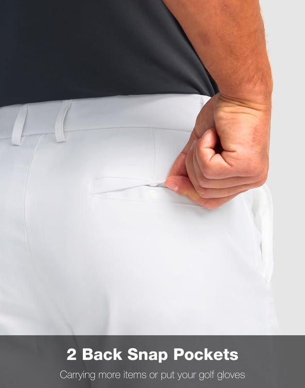 imageMens Golf Shorts with 5 Pockets 11 Inseam Stretch Quick Dry Casual Work Dress Shorts for MenWhite
