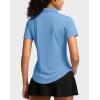 G Gradual Womens Golf Shirt Metal Zip Up Polo Short Sleeve Tennis Work Athletic Collared Top Quick Dry Lightweight(Sky Blue)