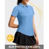 G Gradual Womens Golf Shirt Metal Zip Up Polo Short Sleeve Tennis Work Athletic Collared Top Quick Dry Lightweight(Sky Blue)