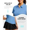 G Gradual Womens Golf Shirt Metal Zip Up Polo Short Sleeve Tennis Work Athletic Collared Top Quick Dry Lightweight(Sky Blue)